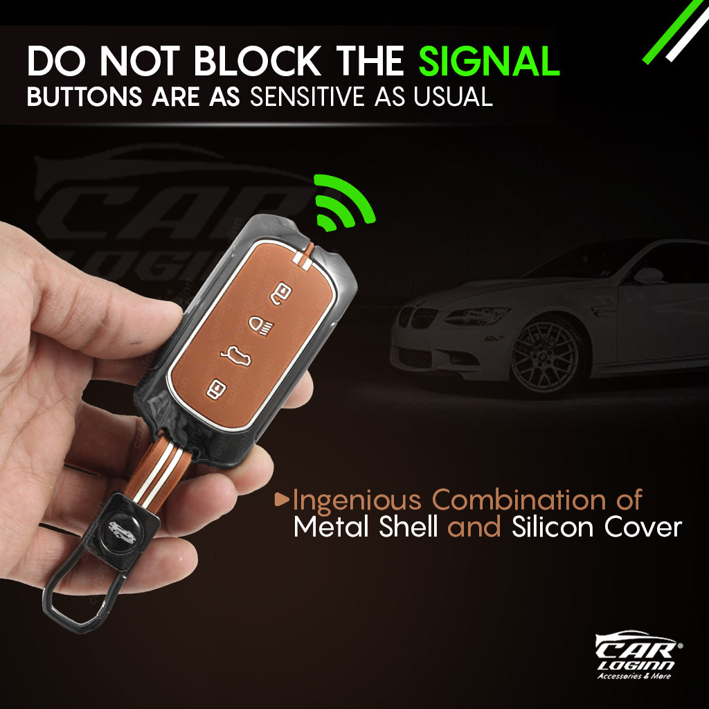 Metal Zinc Soft Silicon Key Case for Tata Curvv | Curvv EV | Sierra | New Safari | Harrier - (4 Button)