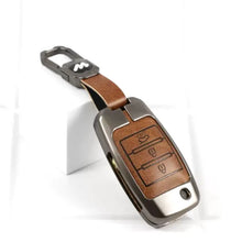 Load image into Gallery viewer, Metal Leather Key case for KIA Seltos | Sonet | Carens - 3 Button Flip Key