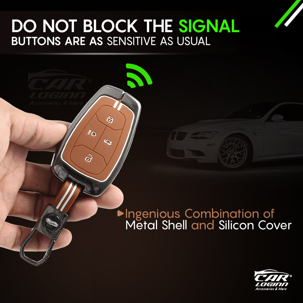 Metal Zinc Soft Silicon Key Case for Tata Altroz | Altroz EV | Punch | Punch EV | Tiago | Bolt | Harrier | Tigor | Nexon | Nexon EV| New Safari