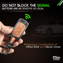 Zinc Metal Soft Silicon Key Case for Tata Harrier | Punch | Tigor | Bolt | Nexon | Hexa | Zest | Tiago (3 Button Flip Key)