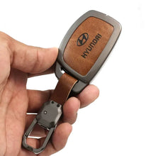 Load image into Gallery viewer, Metal Leather Key case for Hyundai Xcent | Exter | Creta | Venue | i20 | Aura | i10 Grand | Nios - (3 Button)