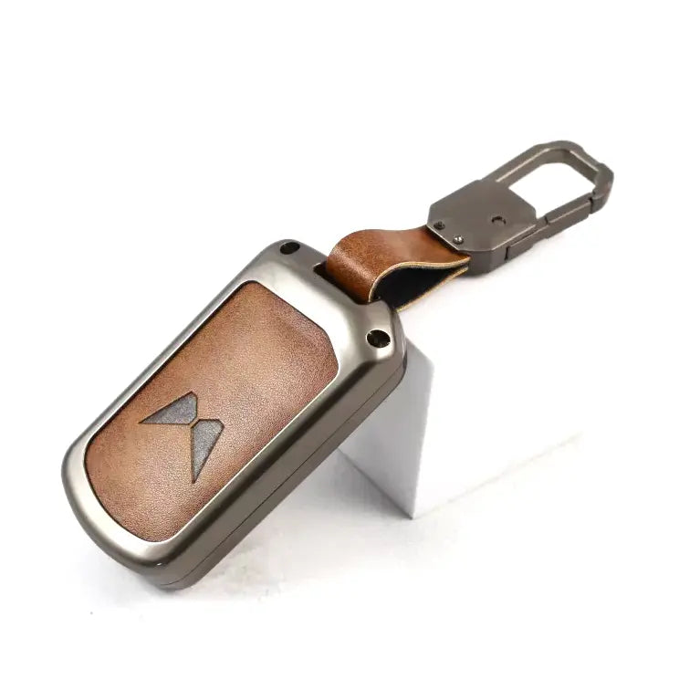 Metal Leather Key case for Mahindra Thar | ScorpioN | XUV 700 | XUV 300 | 3XO | Scorpio | New Bolero - 3 Button