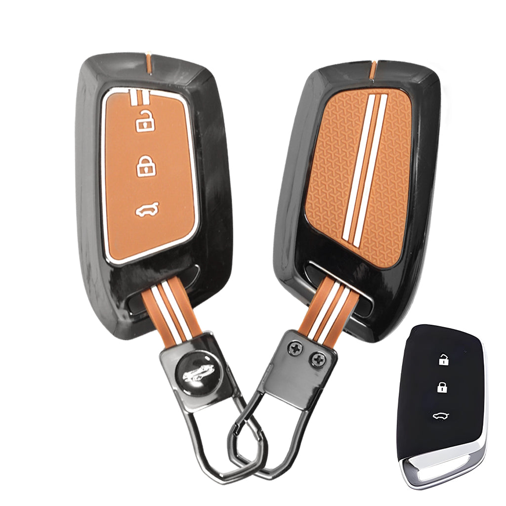 Metal Zinc Soft Silicon Key Case for MG Hector Smart Key (3 Button)