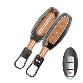 Metal Zinc Soft Silicon Key Case for Nissan Sunny | Terrano | Magnite - (3 Button Smart Key)