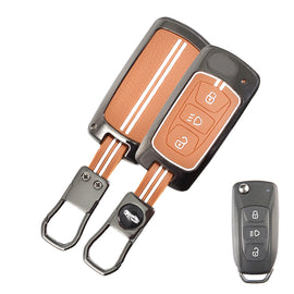 Zinc Metal Soft Silicon Key Case for Tata Harrier | Punch | Tigor | Bolt | Nexon | Hexa | Zest | Tiago (3 Button Flip Key)
