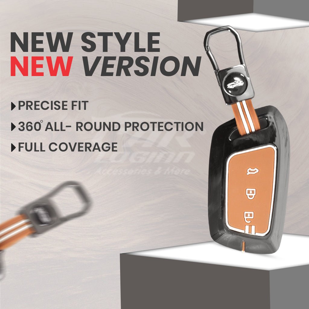 Metal Zinc Soft Silicon Key Case for MG Hector Smart Key (3 Button)