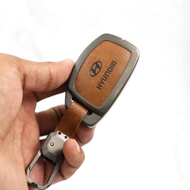 Metal Leather Key case for Hyundai i20 (2021) | Creta SX | Venue SX - (4 Button)