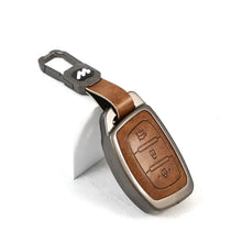 Load image into Gallery viewer, Metal Leather Key case for Hyundai Xcent | Exter | Creta | Venue | i20 | Aura | i10 Grand | Nios - (3 Button)