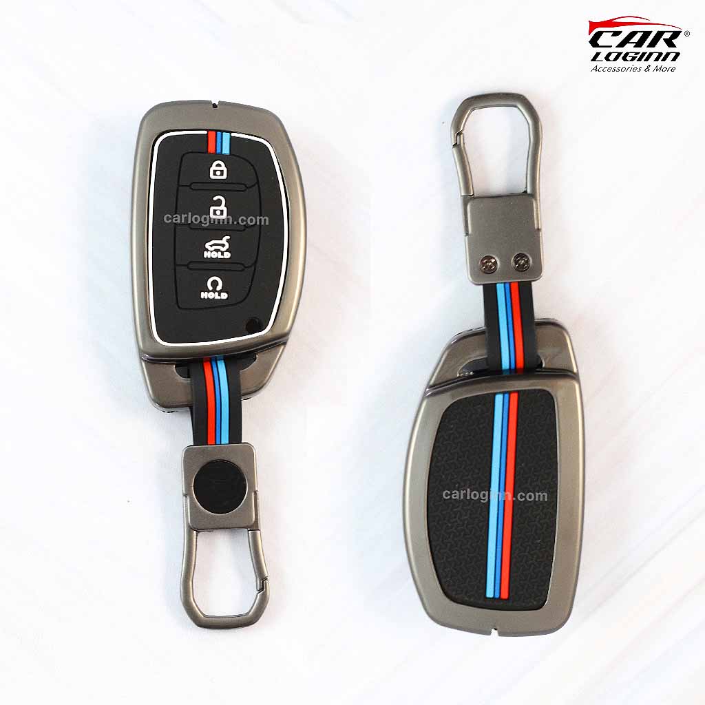 Metal Silicon Car Key Case for Hyundai 4 Button Smart Key