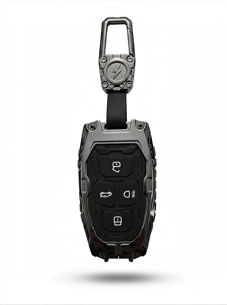 Premium Metal Black Transformer Series Soft Silicon Key Cover for Tata 4 Button Smart Key