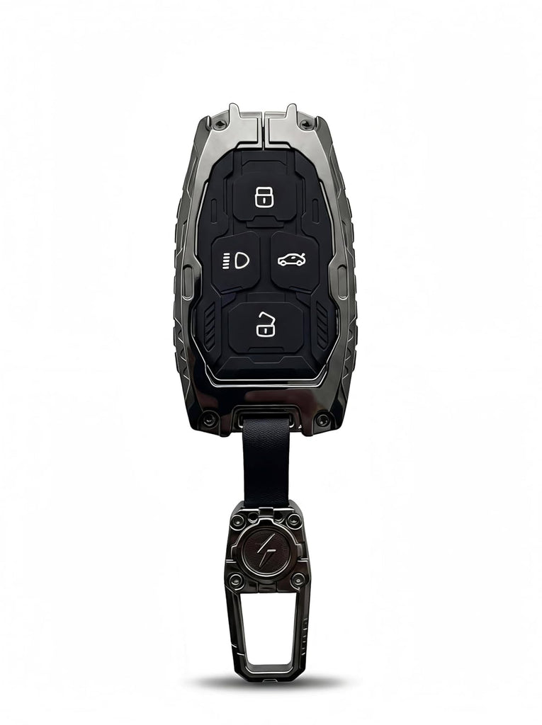 Premium Metal Black Transformer Series Soft Silicon Key Cover for Tata 4 Button Smart Key
