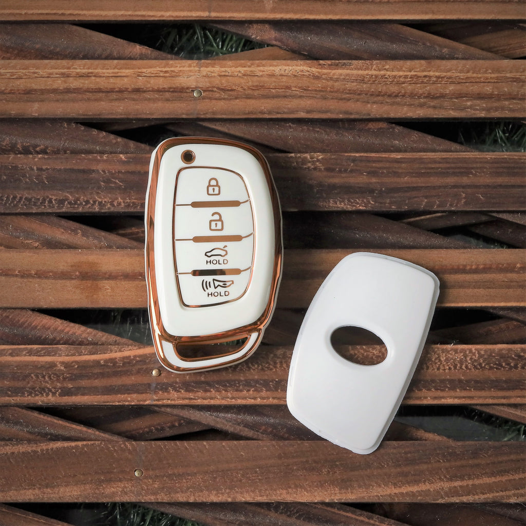 TPU Car Key Cover Fit for Hyundai New i20 | New Creta SX | New Venue SX | Elantra 4 Button Smart Key