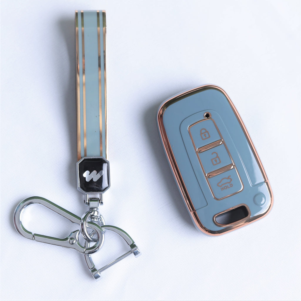 TPU Car Key Cover Fit for Hyundai Elentra | Old Verna | Old i20 Push Button Smart Key