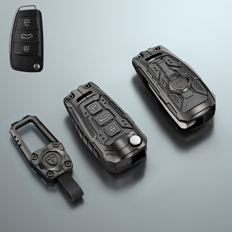 Premium Metal Black Transformer Series Soft Silicon Key Cover for Audi A3 | A6 | Q3 | Q5 | Q7 - Flip key