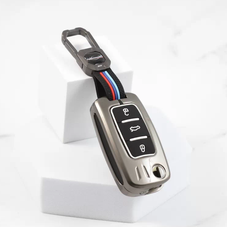 Metal Silicon Alloy Car Key case for Skoda/Volkswagen 3 Button Flip Key