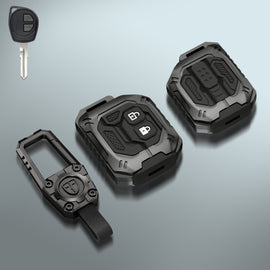 Carloginn Premium Metal Black Transformer Series Soft Silicon Key Cover for Maruti Suzuki 2 Button Key