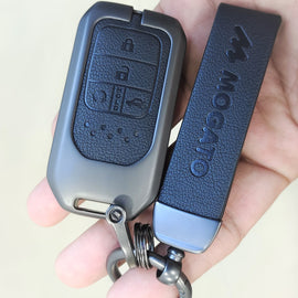 Metal Alloy Leather Key case for Honda Civic | New Amaze | New Honda city 3 Button Smart Key