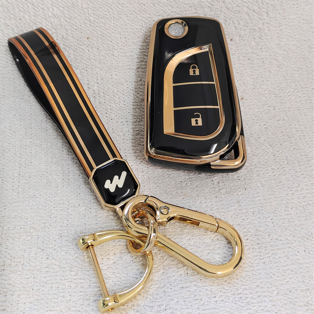 TPU Car Key Cover Fit for Toyota Innova Crysta | Corolla Altis Flip Key (2 Button Flip Key)