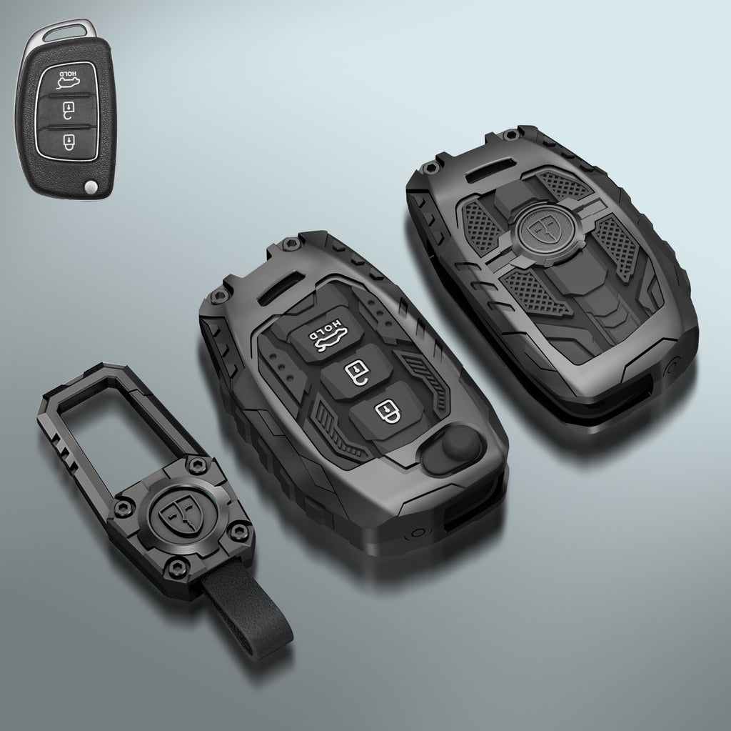 Carloginn Premium Metal Black Transformer Series Soft Silicon Key Cover for Hyundai 3 Button Flipkey