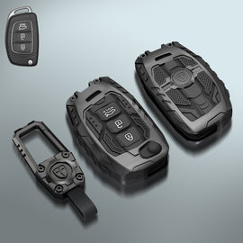 Carloginn Premium Metal Black Transformer Series Soft Silicon Key Cover for Hyundai 3 Button Flipkey
