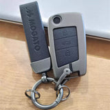 Metal Alloy Leather Key case for Skoda/Volkswagen 3 Button Flip Key