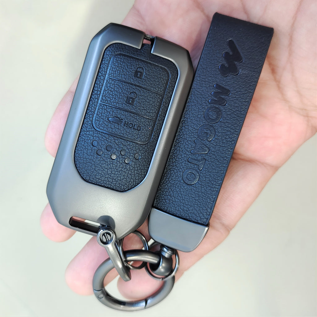 Metal Alloy Leather Key case for Honda 3 Button Smart Key