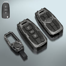 Load image into Gallery viewer, Carloginn Premium Metal Black Transformer Series Soft Silicon Key Cover for Tata 3 Button Flipkey