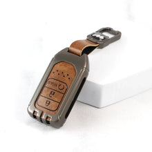 Load image into Gallery viewer, Metal Leather Key case for Honda Elevate | WR-V | Amaze | Honda city | CR-V - 3 Button
