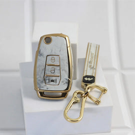Marble TPU Car Key Cover Fit for Mahindra XUV-300 Flip Key