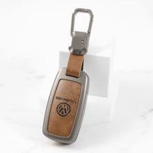 Load image into Gallery viewer, Metal Leather Key case for Volkswagen Jetta | Vento | Polo | Ameo &amp; Skoda Rapid | Yeti | Superb | Laura | Fabia | Octavia - (3 Button)