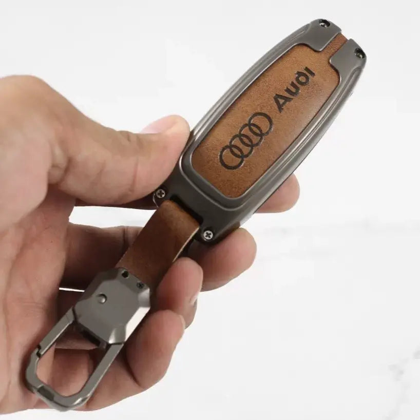Metal Leather Key Case for  AUDI A3 | A4 | A5 | Q3 | Q5 | Q7 | Q8 (3 Button Smart Key)