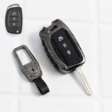 Carloginn Premium Metal Black Transformer Series Soft Silicon Key Cover for Hyundai 3 Button Flipkey