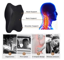 Load image into Gallery viewer, Carloginn Ultimate Car Neck Rest Pillow | 100% Memory Foam | Car Ergonomic Seat Headrest Neck Pillow for Cervical Support | Suitable for All Cars