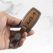 Load image into Gallery viewer, Metal Leather Key case for KIA Carens | Carnival | Seltos | Sonet (4 Button)