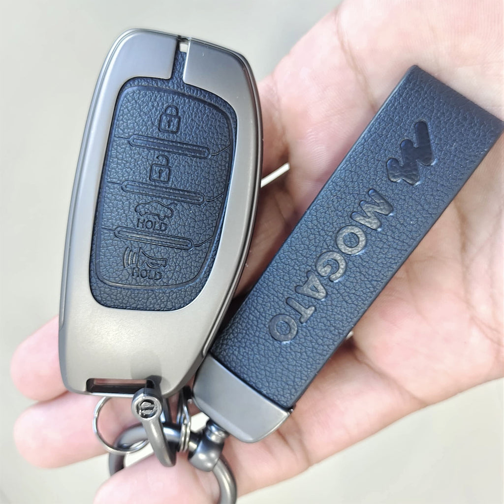 Metal Alloy Leather Key case for Hyundai 4 Button Smart Key