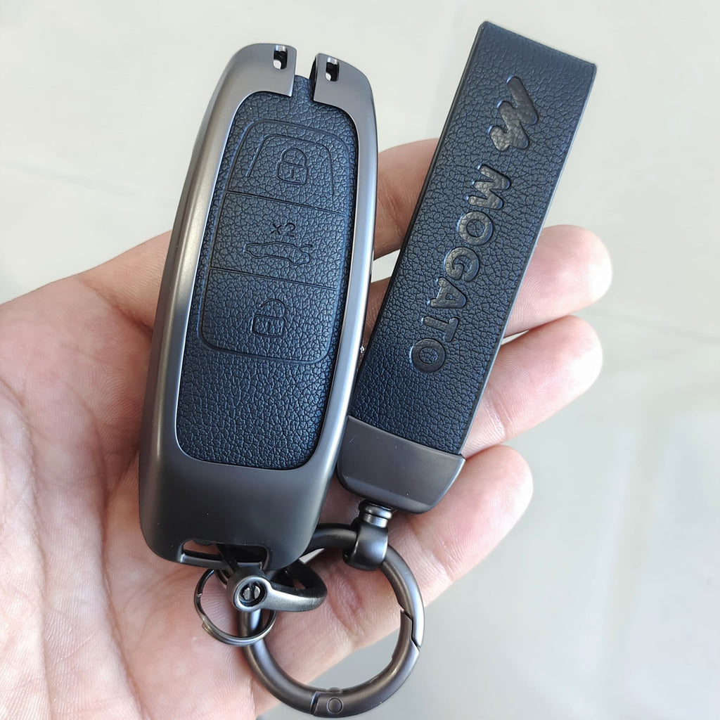 Metal Alloy Leather Key case for AUDI 3 Button Smart Key
