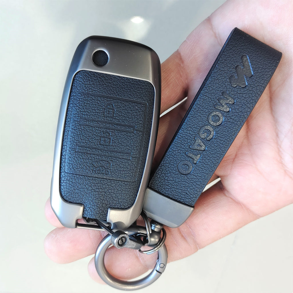 Metal Alloy Leather Key case for KIA 3 Button Flip Key