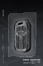 Load image into Gallery viewer, Carloginn Premium Metal Black Transformer Series Soft Silicon Key Cover for Mahindra 3 Button Flipkey