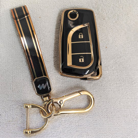 TPU Car Key Cover Fit for Toyota Innova Crysta | Corolla Altis Flip Key (2 Button Flip Key)