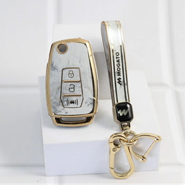 Marble TPU Car Key Cover Fit for Mahindra XUV-300 Flip Key