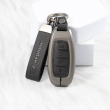 Load image into Gallery viewer, Metal Leather Key Case for Hyundai New Verna Facelift 2023 (4 Button Smart Key)