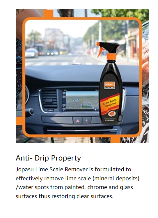 Jopasu Lime Scale Remover (500 ml) for Removing Hard Water Spots from Painted, Chrome, Glass & Vinyl Surfaces