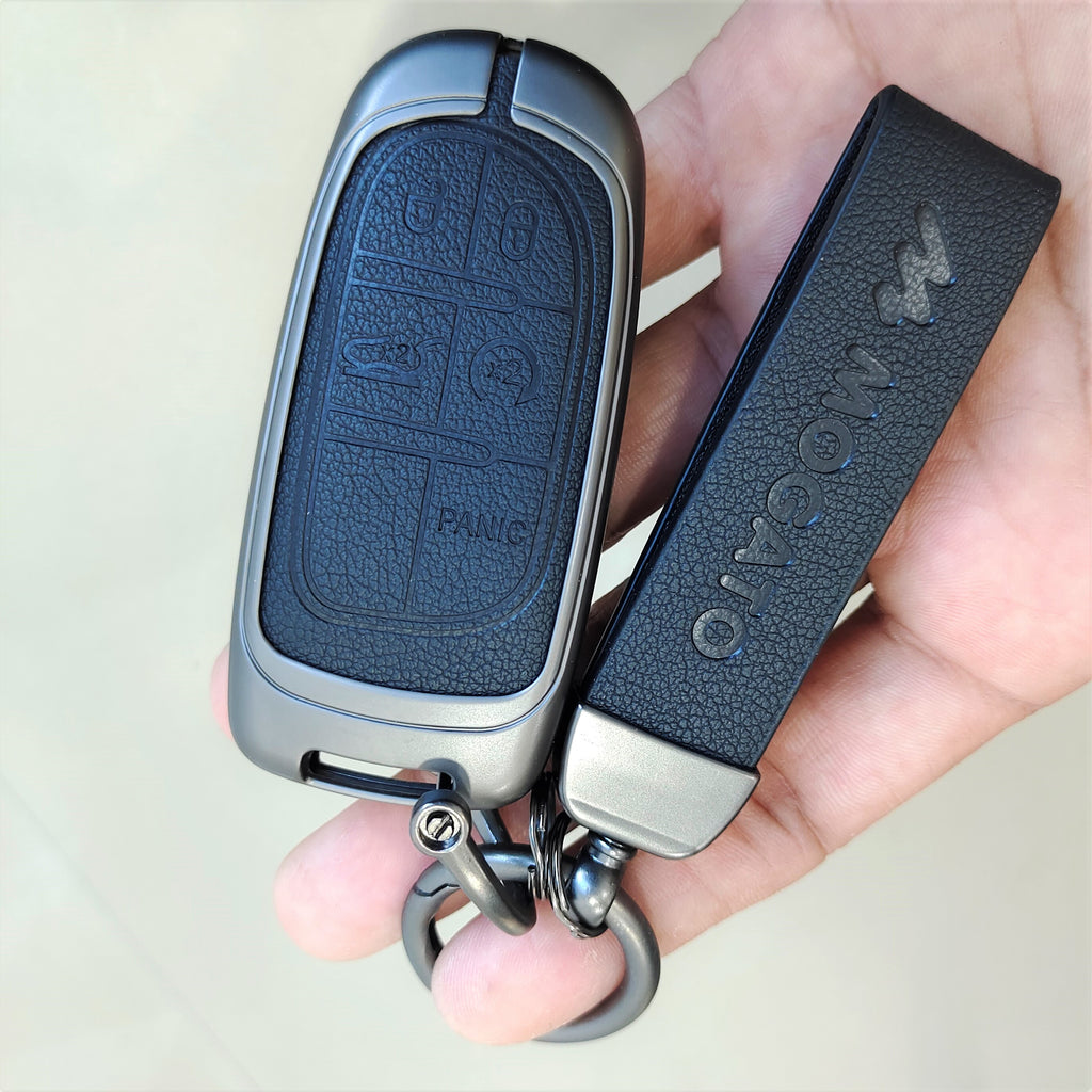 Metal Alloy Leather Key case for Jeep Compass Smart Key