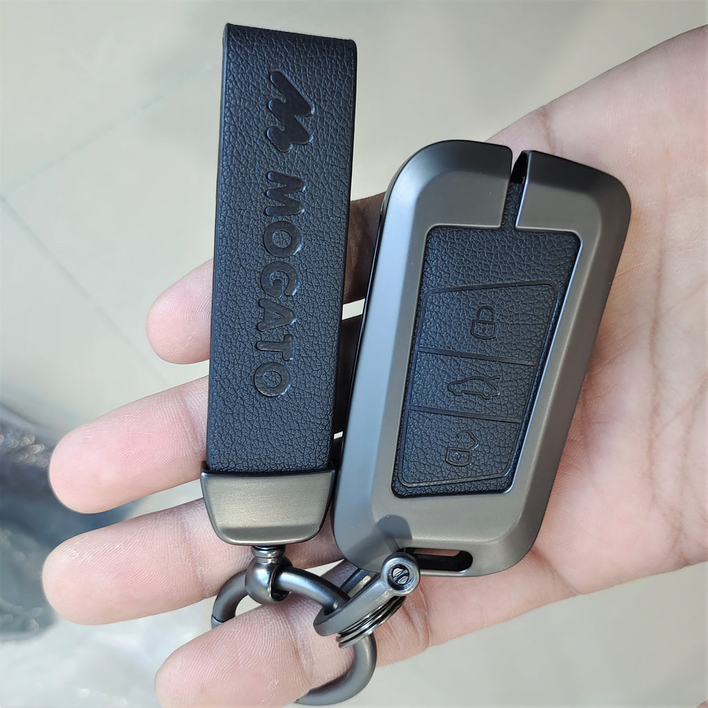 Metal Alloy Leather Key case for Skoda/Volkswagen 3 Button Smart Key