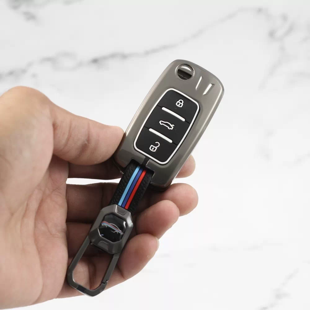 Metal Silicon Alloy Car Key case for Skoda/Volkswagen 3 Button Flip Key