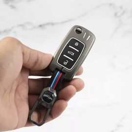 Metal Silicon Alloy Car Key case for Skoda Rapid | Yeti | Superb | Laura | Fabia | Octavia 2014 | Volkswagen Jetta | Vento | Polo | Ameo3 Button Flip Key