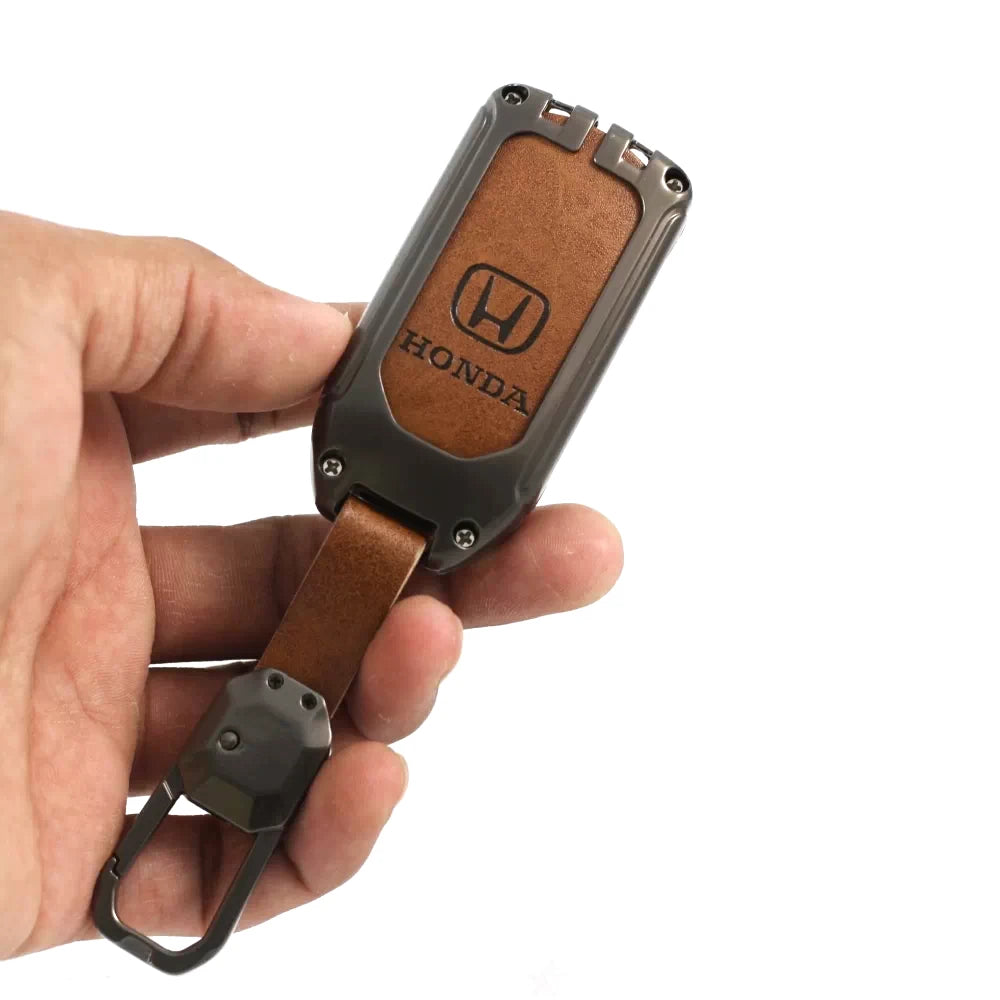 Metal Leather Key case for Honda Elevate | WR-V | Amaze | Honda city | CR-V - 3 Button