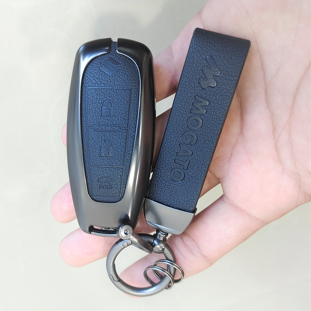 Metal Alloy Leather Key case for MARUTI SUZUKI 2 & 3 Button Smart Key