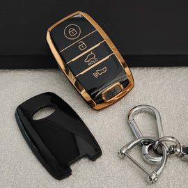 TPU Car Key Cover Fit for KIA Carens | Carnival | Seltos | Sonet (4 Button Smart Key)