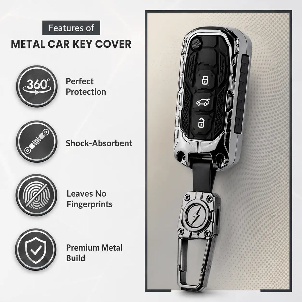 Carloginn Premium Metal Black Transformer Series Soft Silicon Key Cover for Mahindra 3 Button Flipkey